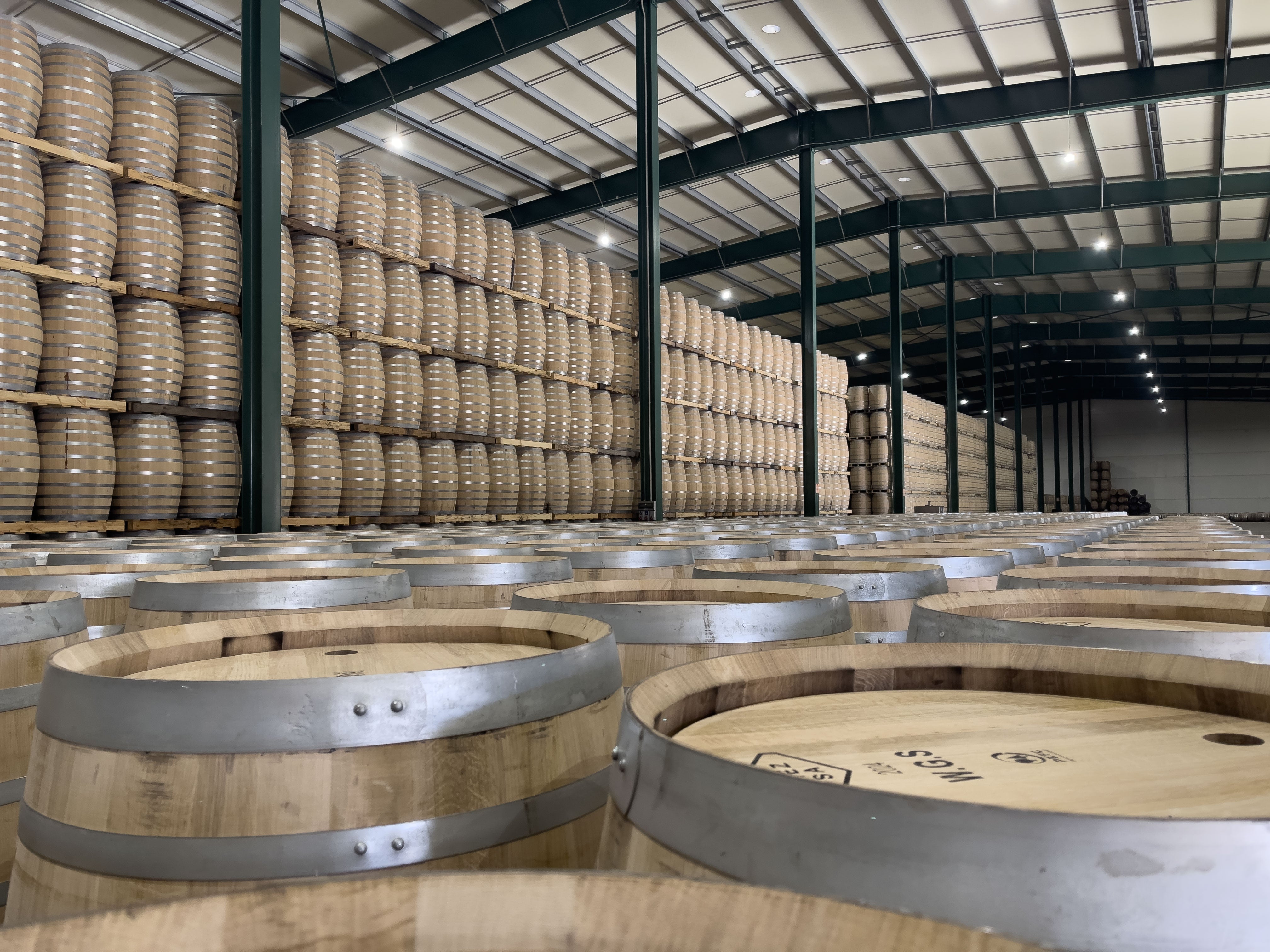 a warehouse full of sherry vinegar barrels in south of spain