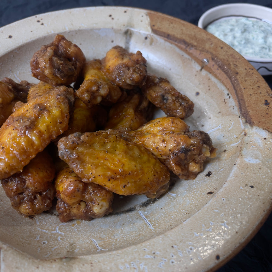 Cajun Sumac Chicken Wings with Dill Pickle Ranch