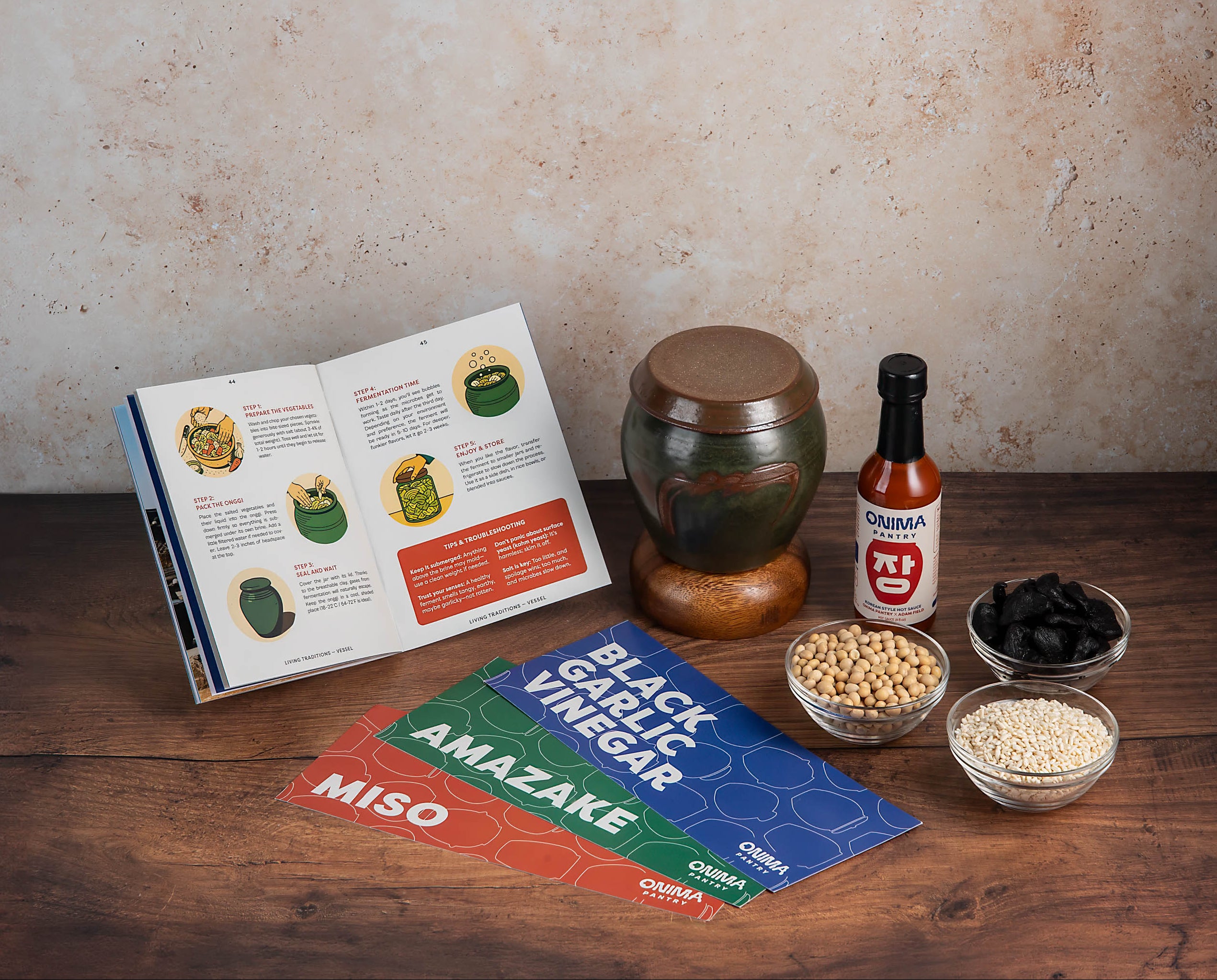 Onggi Fermentation Starter Kit with Adam Field onggi jar and JANG Korean-style fermented hot sauce